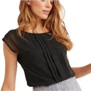 Boden Dakota Jersey Top Pleated Black Blouse Size 4